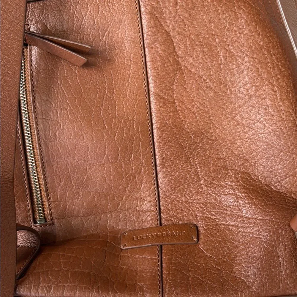 Lucky Genuine Leather Cognac Messenger Backpack